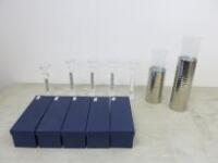5 x Decorative Glass Candle Sticks and 2 Large Candle Holders (In Boxes)