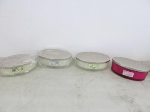 4 x Assorted Heart & Home, Fragranced Centerpiece, 4 Wick, Wax Candles (420g, Burn Time 50hr)