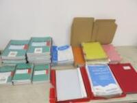 Quantity of Assorted Stationary Supplies to Include: 25 x A4 200 Jotta Metallic Pads, 10 x A5 200 Jotta Metallic Pads, 2 x Boxes of Clear Punched Pockets, 2 x Boxes of 12 Part, Coloured Tab Sets & 9 x Packs of Bantex Business Card Holders (As Pictured/Vie