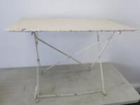 Vintage Metal Folding Table in Cream. Size H70cm x W98cm x D61