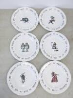 Set of Six Mrs Moores Vintage Store Fine Bone China 9" Alice in Wonderland Themed Cake Plates