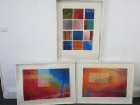 Set of 3 Framed Contemporary Mixed Media Artworks Signed by Eric Hewitson Dated 2000. Size 100cm x 76cm. NOTE: Require glazing & remounting