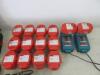 Assorted Lot of Battery Chargers & Batteries to Include: 2 x Makita DC1804T Battery Chargers, 14 x Makita 18v 1.3A Power Tool Batteries, 2 x Bosch Battery Chargers & 2 x DeWalt Battery Chargers in Carry Case - 2