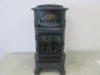 Blyss Portable Cast Iron Effect Butane Gas Heater in Black, Model PROV 01. Size H80cm x D46cm