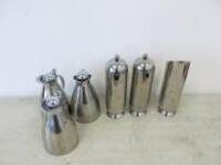 6 x Polished Metal Dispencers to Include: 2 x Cafetiere, 3 x Milk Jugs & 1 x Water Jug