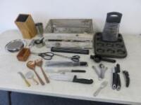 Wooden Crate Containing a Selection of Kitchen Equipmment (As Pictured/Viewed)