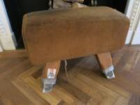 Niels Larsen' Vintage 2ft Brown Suede Pommel Horse on Wooden Legs