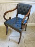 Blue Leather Padded Button Back Reception/Writing Chair