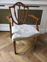 Carved Oak Wood Dining Chair with Upholstered Seat