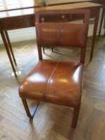 Michael D'Souza Mufti Havana Buckle Chair with Brown Leather Padded Seat & Back with Buckle Strapping