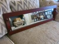 Havana Narrow Mirror Tray in Oxblood Leather. Size (H) 80cm x (W) 26cm