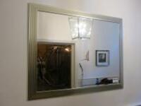 Large Silver Layered Frame Bevel Edged Mirror. Size H110cm x W140cm