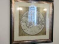 Glazed, Framed & Mounted Picture of Acien Hemisphere. Size H90cm x W90cm