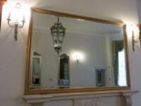 Very Large Gold Gilt Bevel Edged Mirror. Size H133cm x W197cm