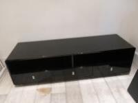 Black High Gloss 3 Drawer TV Cabinet. H45cm x W180cm x D50cm