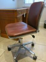 The Design Council Metal Framed & Brown Leather Swivel Office Chair