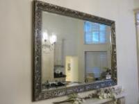 Silver Gilt Decorative Bevel Edged Mirror. Size H108cm x W135cm