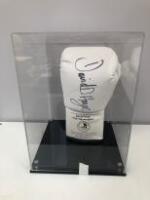 Signed David Haye "The Haymaker" Boxing Glove in Perspex Display Case (H) 35cm x (W) 26cm x (D) 26cm. NOTE: No certificate of authenticity available.