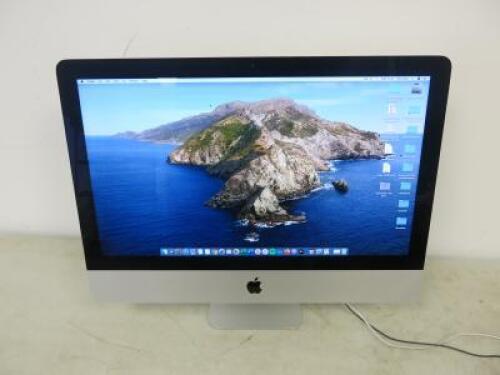 Apple iMac 21.5" Screen (1920 x 1080). 1.4GHz Intel Core i5. 8GB RAM. 500GB HDD storage. Intel HD Graphics 5000. macOS Catalina 10.15. Model A1418 (Mid 2014).