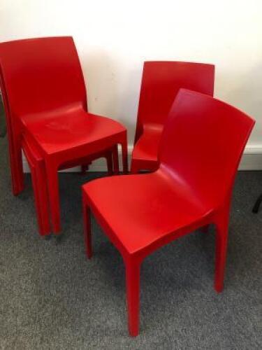 20 x Red Plastic Stacking Dining Chairs