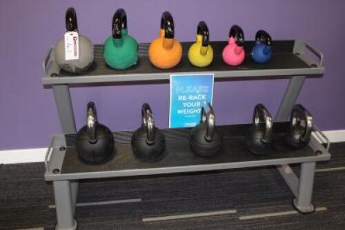 Set of 11 x Kettle Bell Weights on 2 Tier Rack to Include: 4kg-24kg