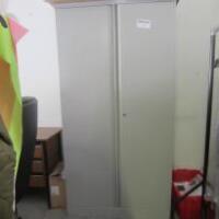 2 Door Grey Metal Stationary Cupboard & Contents (As Viewed)
