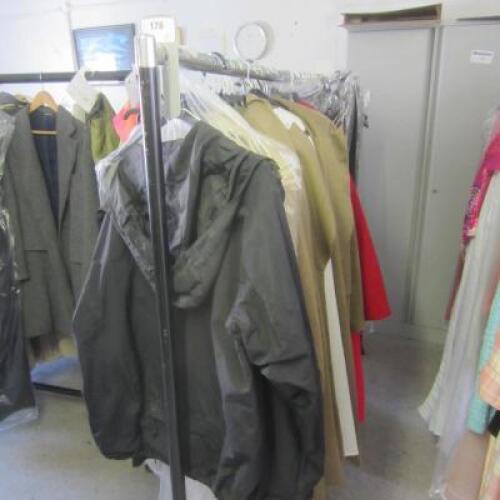 Cloths Rail Containing 60 x Items of Clothing Including Coats & Trousers (As Viewed)
