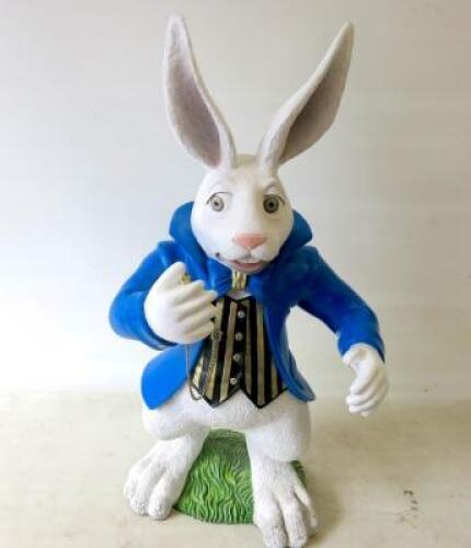 White Rabbit Resin & Fibreglass Figurine, Size (H) 83cm x (W) 50cm x (D) 30cm