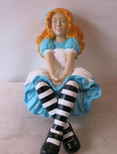 Alice In Wonderland Resin & Fibreglass Sitting Figurine, Size (H)96cm x (W) 42cm x (D) 80cm