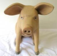 Small Sitting Pink Pig Resin & Fibreglass Statue