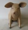 Small Sitting Pink Pig Resin & Fibreglass Statue - 8