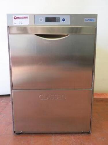 Classeq D500 Front Loading Dishwasher, Model D500DU0WS, S/N 40046524. Comes with 2 Trays. Size (H) 83cm x (W) 57cm x (D) 60cm