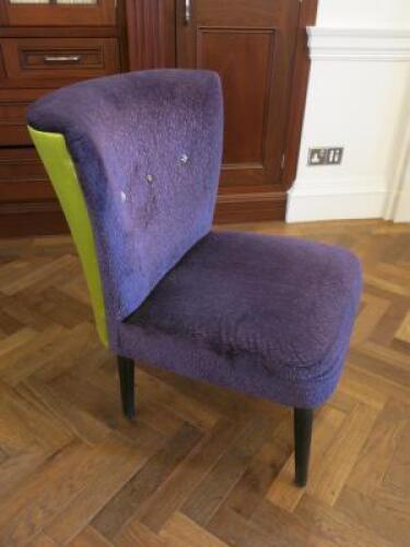 Designers Guild Furniture Purple & Lime Green Backed Upholstered Casual Chair with Scatter Cushion. Size H80cm