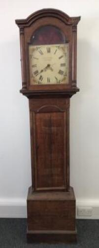 Antique Oak Tall Case Grandfather Clock with Chas Pearson Towster Face. NOTE: appears to be complete but requires restoration.