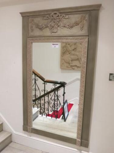 Wooden Framed Bevel Edged Mirror. Size H192cm x W115cm