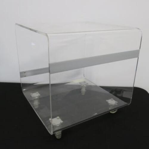 Habitat Cuba, Perspex Mobile Side Table. Size 40cm x 40cm x 40cm