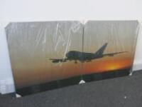 2 x Canvas Picture of an Aeroplane, Size 2m x 1m. Packaged/New