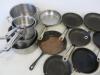 Crate Containing 12 Assorted Size Frying Pans, Set of 6 Vogue Saucepans and a Larger Saucepan (As Viewed). CRATE NOT INCLUDED - 3