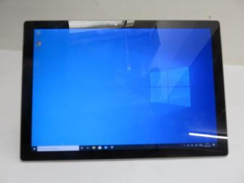 Microsoft Surface Pro 12.3" Tablet, Intel Core m3-6y30, CPU @ 0.90ghz, 4GB RAM, 120GB HDD. Running Windows 10 Pro. Comes with Power Supply. NOTE: Slight crack to screen (As Pictured/Viewed)