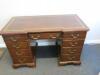 A George III Style, Mahogany Inverted Breakfront Double Pedestal Kneehole Desk - 7