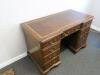 A George III Style, Mahogany Inverted Breakfront Double Pedestal Kneehole Desk - 9