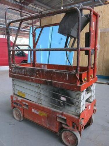 Upright MX19 Electric Scissor Lift, Platform Load 227kg or 2 Persons. Serial Number 11497 with 110v Transformer & Charge Lead