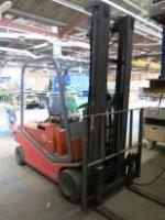 BT Cesab Electric Counter Balance Fork Lift Truck, Triple Mast with Side Shift, Capacity 2000kg, Lift Height 5600mm, Serial Number 218427, Year 2002 (NOTE: Unable to start and requires repair). Comes with Hawker Charger.