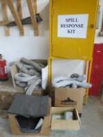 3 x Spill Response Kits on Stands, Quantity of Absorbent Mats, Absorbent Hot Dogs & 4 x Boxes of Latex Gloves