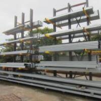 Yard Racking to Include: 3 Runs of 4 Bays of Double Sided Canterlever Racking to Include: 14 x Approx 6m High Uprights & 100 x 1250mm Heavy Duty Beams with 60 x Lighter Weight Arms. 4 Bays of Lighter Weight Canterlever Rack to Include: 5 x 3m Uprights & 2