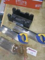 B&Q Mitre Saw Block & 3 x Saws