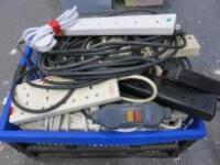 Crate of Assorted 240v Extension Leads (As Viewed)