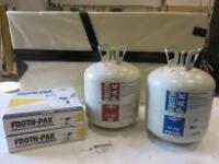 2 x Canisters of Froth Pak FP600 ISO & Polyol & 2 x New/Boxed Applicator Guns with 4 x Slabs of Foam