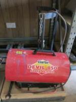 Clarke Devil 850 Propane Gas Space Heater with Mobile Gas Bottle Stand