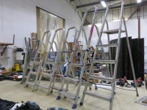 8 x Assorted Sets of Aluminium 3 & 4 Tread Step Ladders (As Viewed/ Pictured)